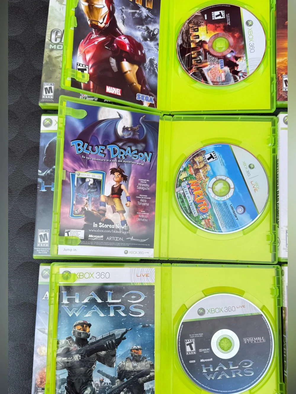 Microsoft Xbox 360 Games Bundle - Green Cases
